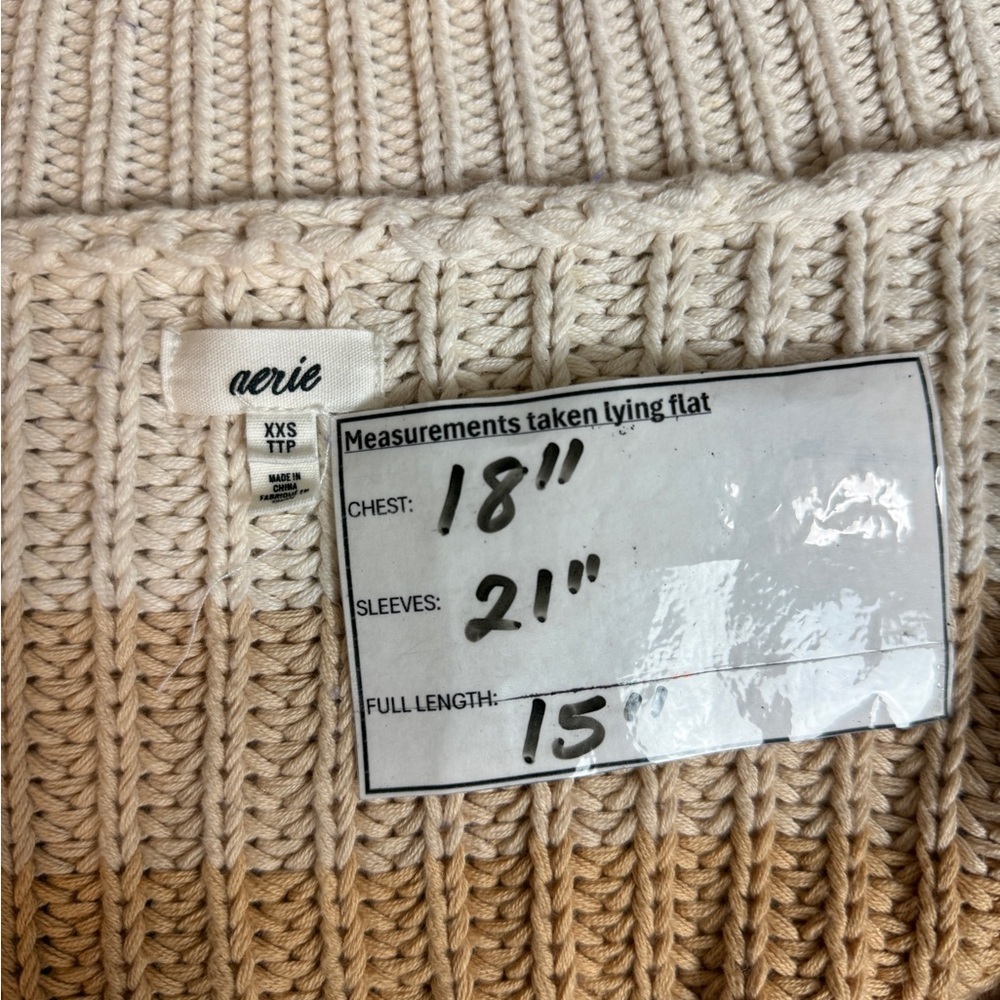 Aerie Double Zip Up Striped Cropped Cardigan Sweater Size XXS - Picture 11 of 11